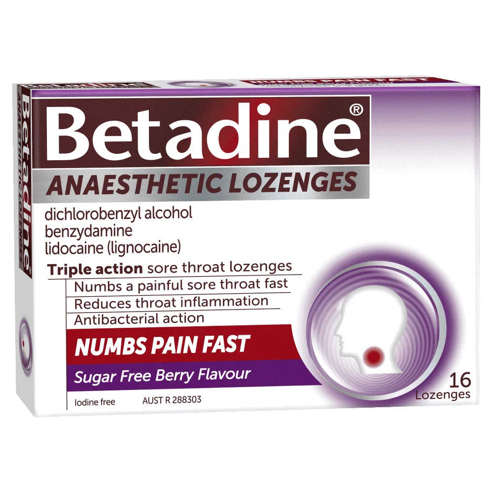 Betadine Anaesthetic Lozenges 16 Pack – Berry