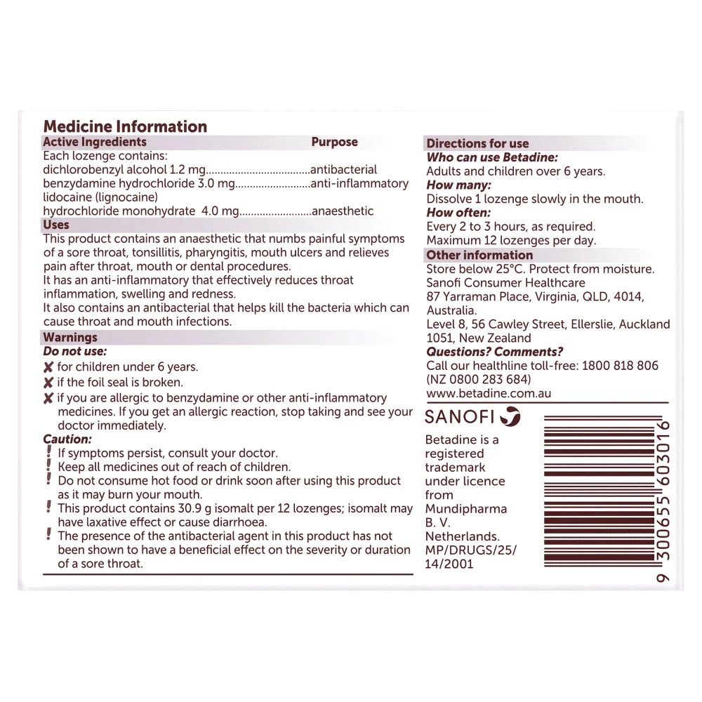 Betadine Anaesthetic Lozenges 16 Pack – Berry - Image 2