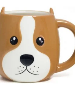 Dog mug 400 ml 14 x 10.3 cm ceramic brown / white