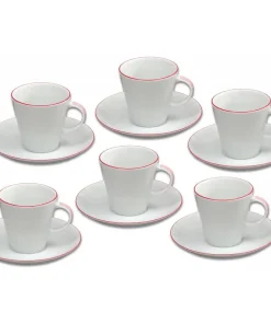 Set of cups and saucers (174) Tom 2996500 red line, Sapo cajove (174) Tom 2996500 cervena linka